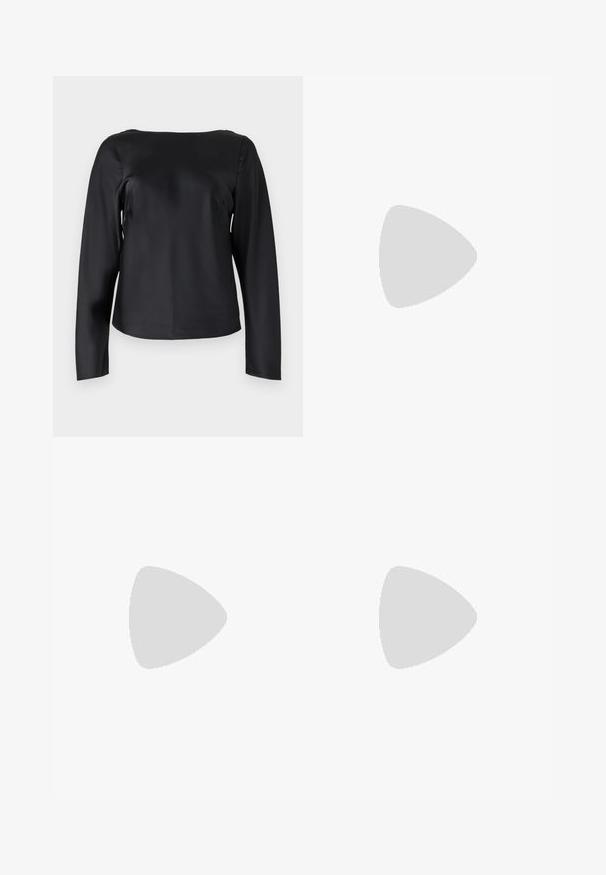 Must musta-särgid, mis on valmistatud siledast kangast, otse lõikega siluetiga ning laia ümarat kaelust, millel on minimaalne detail.; Stylein BEN - Püksid - black; Must musta läikiv slingback king, millel on terav varvas, suletud kand ja lai koonuskujuline konts. Iseloomustab peen pahkluu rihm koos pandlaga.; Mustast nahast käekott tekstuurse viimistlusega, millel on kuldse tooniga klamber, lame käepide ja struktureeritud kuju. Kompaktne ja mitmekülgne disain.
