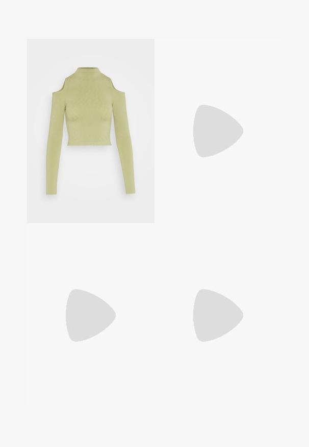 Cotton On SEAMLESS CUT OUT SHOULDER LONG SLEEVE - Pikkade varrukatega topp - safari green; BDG Urban Outfitters Avar lõikega teksad - white; Valge nahk-sneaker, millel on mündiroheline Nike swoosh ja kandetab, tekstureeritud tallad ning klassikaline nööpimise disain.; Pehmea tekstuuriga vooderdatud roheline õlavöökott, ristkülikukujuline, ühe rihmaga ja kuldse tõmblukuga. Omab tikandmustrit.