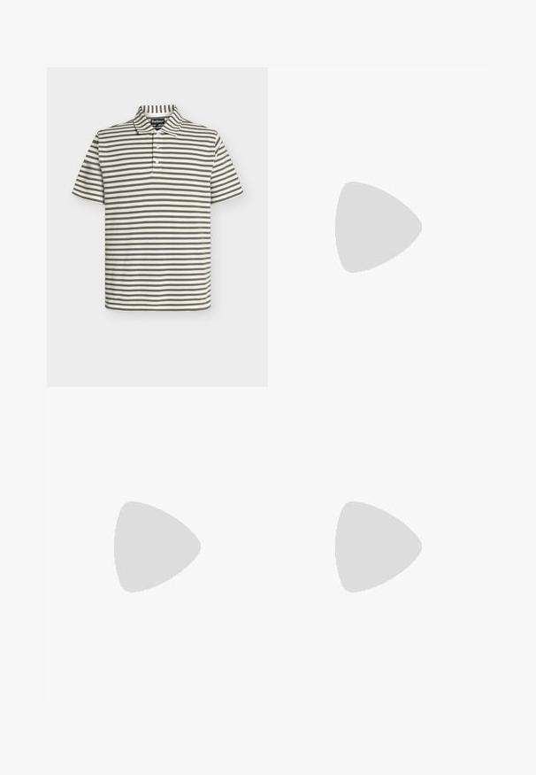 Polo à manches courtes avec rayures horizontales vertes et blanches et trois boutons au col, étiquette de marque visible à l'intérieur du col.; Shorts sur mesure marron foncé longueur genou avec passants de ceinture et plis devant, présentés sur un fond clair uni.; Hereu SALER NAUTIC - Chaussures bateau - dark brown; Sac bandoulière en cuir marron foncé avec fermeture à rabat et sangle en tissu réglable sur fond blanc.