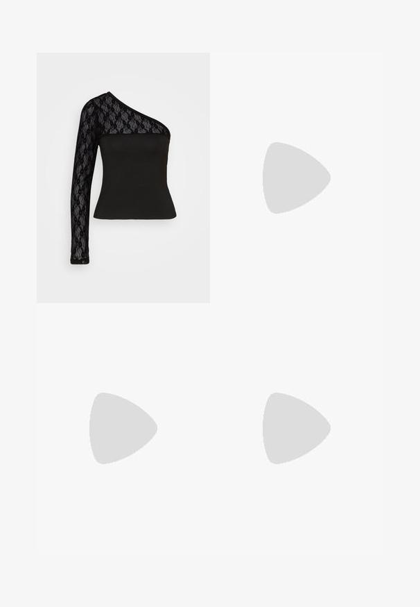 Pieces PCSILONE ONE SHOULDER - Top s dlhým rukávom - black; ONLY ONLBLUSH DECO - Džínsy skinny fit - washed black; Čierne semišové lodičky na vysokom opätku s špičatou špičkou, hladkou textúrou a štíhlym stiletto opätkom. Klasický dizajn s elegantným siluetou.; Zlaté kruhové náušnice s hladkým, zaobleným dizajnom a lesklým povrchom. Ľahká konštrukcia s bezpečným zapínaním.