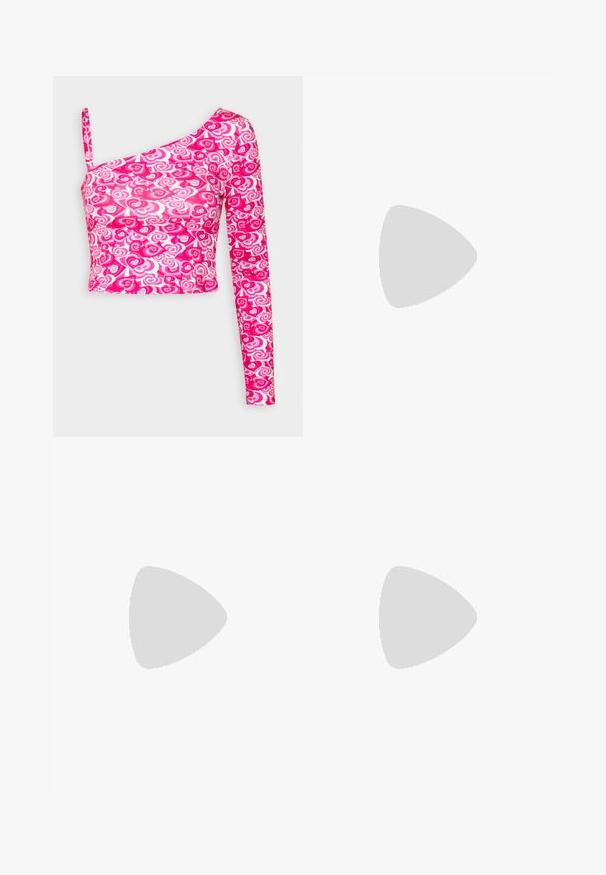 Even&Odd Langærmet T-shirt - pink; Lyserøde og hvide ternede bukser med elastisk talje, cropped længde og en let bølget kant. Fremstillet af let ribbet stof.; Chio Højhælede sandaletter / Højhælede sandaler - fresa; Bucket-taske med brun læderkant, marineblåt panel med sølvnitter, lyserødt tekstureret stof, rødt frynse og orange snørelukning.