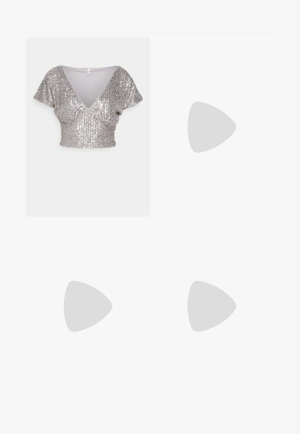 ONLY Petite ONLANA - Trükipildiga T-särk - silver; Even&Odd Petite Püksid - black/silver; Mustast nahast rihmik-kontsaga king, millel on terav nina, madal plokkkonts ja minimalistlik disain, millel on õhukesed rihmad ja sile pind.; ALDO FELISIA - Käekott - silver-coloured