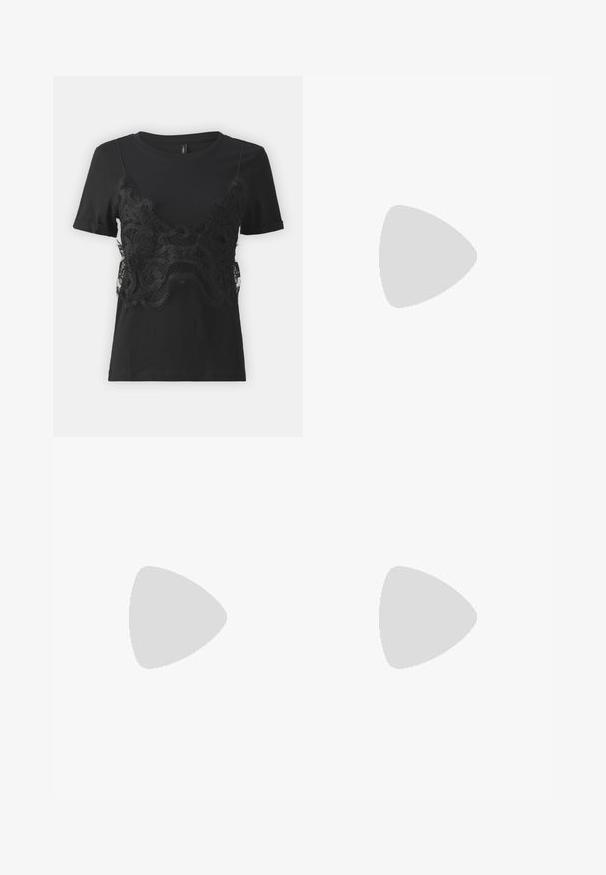 ONLY ONLJENNY LIFE - Camiseta estampada - black; Pantalones de pana azul oscuro de corte acampanado con cintura alta, cinco bolsillos y cierre de botón, presentan una textura suave y un patrón de superficie acanalado.; Mocasines de cuero negro con suela gruesa y texturizada, que presentan una correa sobre el empeine y un acabado suave y pulido.; Gafas de sol negras con montura rectangular, lentes oscuros, material de plástico suave y un acento metálico en la patilla.