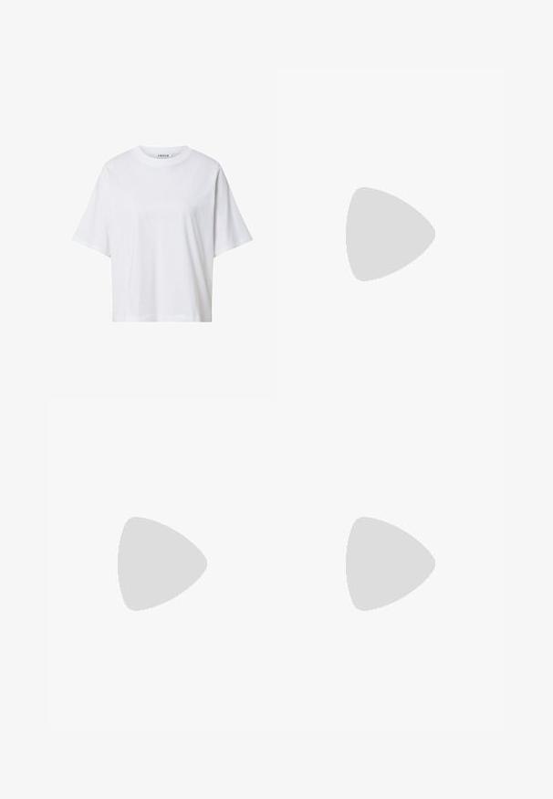 Weißes, kurzärmeliges T-Shirt aus Baumwolle mit Rundhalsausschnitt und lockerer Passform, mit einer glatten Textur und ohne sichtbare Muster oder Akzente.; Hellblaues Denim-Midirock mit einem Schlitz vorne, geradem Schnitt, klassischem Fünf-Taschen-Design und einem verwaschenen Finish. Mit weißem Markenlabel.; Weißer Adidas-Sneaker mit schwarzen Streifen, brauner strukturierter Sohle und goldener Aufschrift "SPEZIAL" an der Seite, von der Außenseite betrachtet.; Runde, braun getönte Sonnenbrillen mit einem glänzenden burgunderfarbenen Rahmen. Schlanke Bügel mit dezentem Branding. Flaches Linsendesign.
