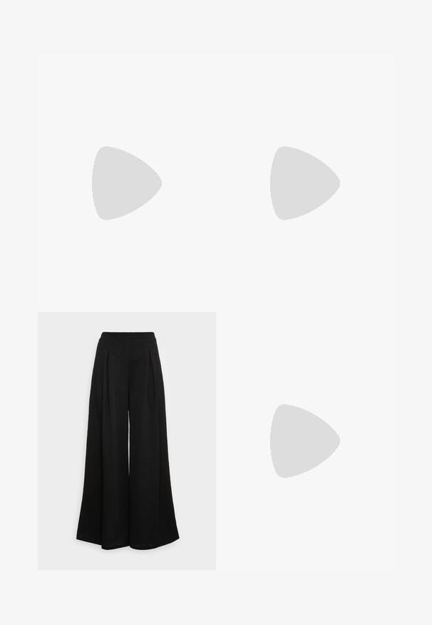 Top corto negro de manga corta con mangas rizadas dramáticas, escote redondo y detalle de abertura en la parte posterior. Material suave.; Pantalones negros de pierna ancha hechos de una tela suave, con pliegues frontales y una cintura alta, que garantizan una silueta fluida.; Bailarina de charol negro con punta afilada, correa decorativa y textura lisa. Diseño minimalista sin adornos visibles.; Becksöndergaard WAFTED FAUNA BAG - Bolso shopping - light nature