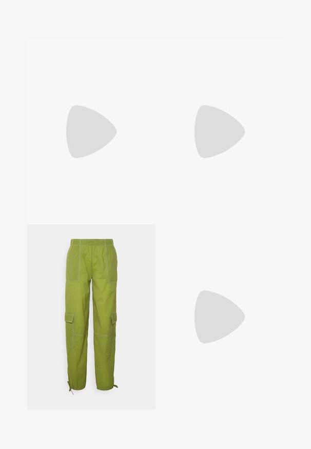 Hvid ribbet crop tank top med rund halsudskæring og sort "Von Dutch" logo i midten. Lavet af strækbart bomuldsblandingsstof.; Envii ENKIWI PANTS - Cargobukser - grasshopper; Hvide og sorte atletiske sko med røde og gyldne accenter. Har en mesh-overdel, polstret sål og et sikkert snøredesign.; Sorte, kantede solbriller med grå linser; lavet af plast, med tykke stænger med en glat overflade og ingen synlig hardware.