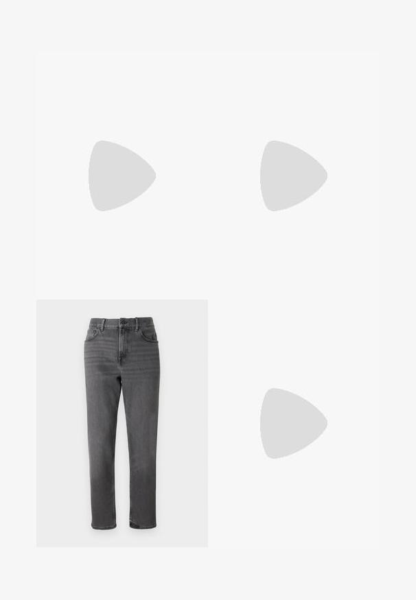 AllSaints BRACE CREW - Βασικό μπλουζάκι - CARTER GREY; Γκρι τζιν παντελόνι με σχέδιο κανονικής γραμμής, διαθέτει πέντε τσέπες και κουμπί εμπρός. Λείος υφασμάτινος τρόπος με απαλές φθορές.; Μαύρο δερμάτινο μοκασίνι με λεπτομέρεια υφής στο λουράκι, χοντρή σόλα, ταινία για τράβηγμα στη φτέρνα και διακριτική έγχρωμη ρίγα στο πλάι της σόλας.; Tommy Hilfiger Γυαλιά ηλίου - matte blue