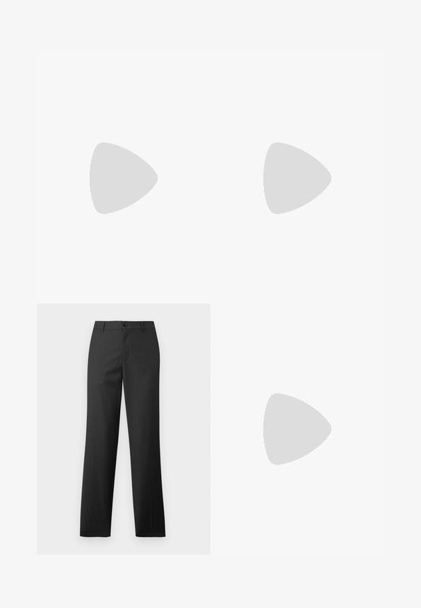 Tume roheline polo särk, lühikesed varrukad, kahe nupuga kaelus, soonikkoes kaelus ja diskreetne logo rinna peal. Valmistatud tekstuurilisest puuvillakangast.; Samsøe Samsøe SAJOHNNY TROUSERS - Püksid - turkish coffee; Üksik tumepruun nahast mokassiin hõljub kreemja vaiba kohal, taustal ümar oranž laud.; Must käekott esitega lukuga ja kaheteise käepidemega, heleda ühtlase taustaga.