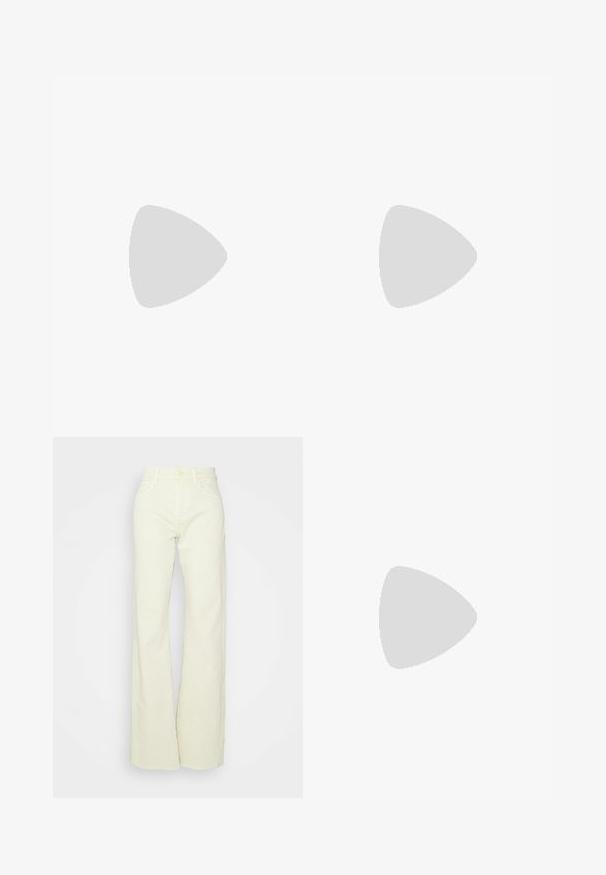 Haut court à rayures crèmes avec un col rond. Fabriqué à partir d'un matériau doux, il présente une silhouette ajustée et une texture subtile. Étiquette DKNY visible.; 7 for all mankind TESS TROUSER MANKIND - Pantalon classique - yellow; Chaussure plate beige avec bout pointu, doubles brides avec boucles dorées, et motifs décoratifs découpés en formes circulaires et nœuds sur les côtés.; Sac à main bleu clair embossé façon crocodile avec une poignée courte et une bandoulière amovible. Texture lisse avec une fermeture éclair.