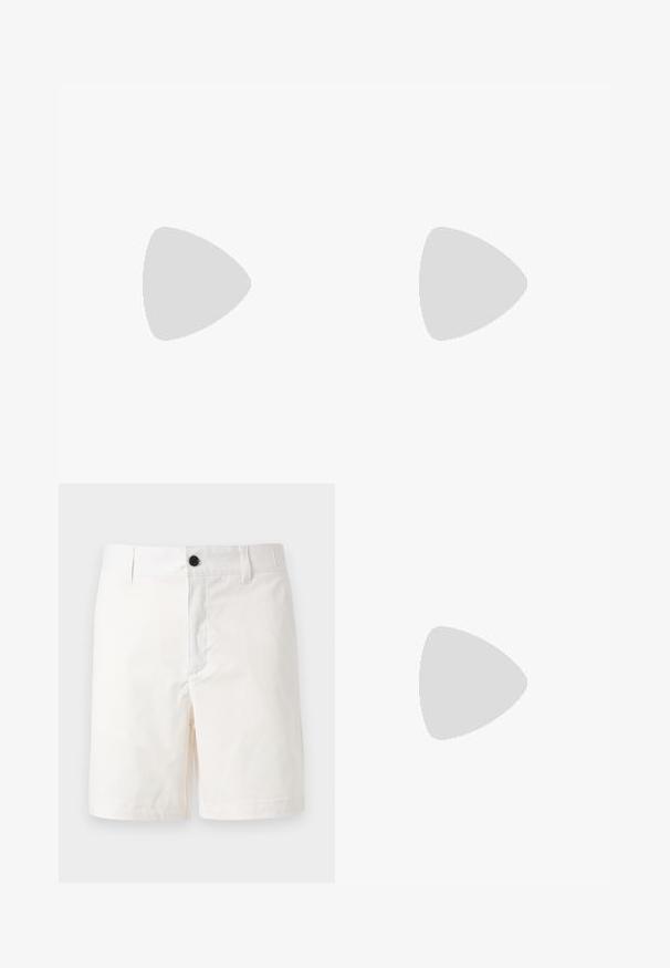 T-shirt rose uni manches courtes col rond avec un petit patch logo carré sur la poitrine gauche et une étiquette noire de marque au col.; Shorts blancs jusqu'aux genoux avec passants pour ceinture et un bouton noir à la taille, présentés sur un fond clair uni.; Chaussure noire en cuir à enfiler avec semelle épaisse et petits trous de ventilation latéraux, avec un logo doré "HUGO" près du talon.; Sac bandoulière en cuir noir texturé avec poche avant zippée et bandoulière large en tissu réglable sur fond blanc.