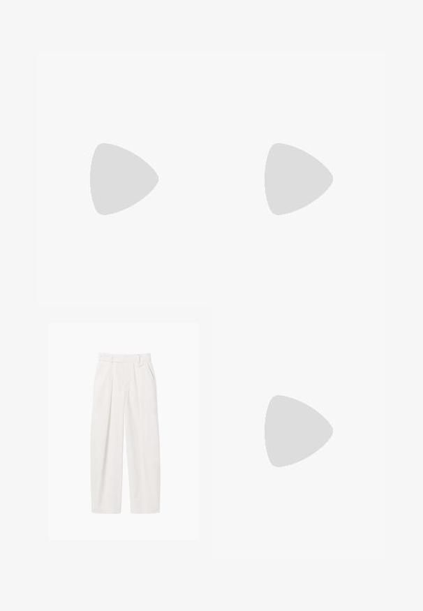 Débardeur rayé avec une texture côtelée, présentant des rayures horizontales bleu foncé et bleu clair, un col arrondi et une bordure foncée.; Pantalon blanc taille haute, jambes droites, avec passants de ceinture, poches latérales et fermeture par bouton à la taille.; Baskets basses blanches avec des accents en daim beige, fermeture à lacets, semelle texturée et logo GANT sur le côté.; Sac en cuir synthétique marron avec un design incurvé, fermeture zippée et une seule sangle marron. Texture lisse avec une finition brillante et un matériel minimal.