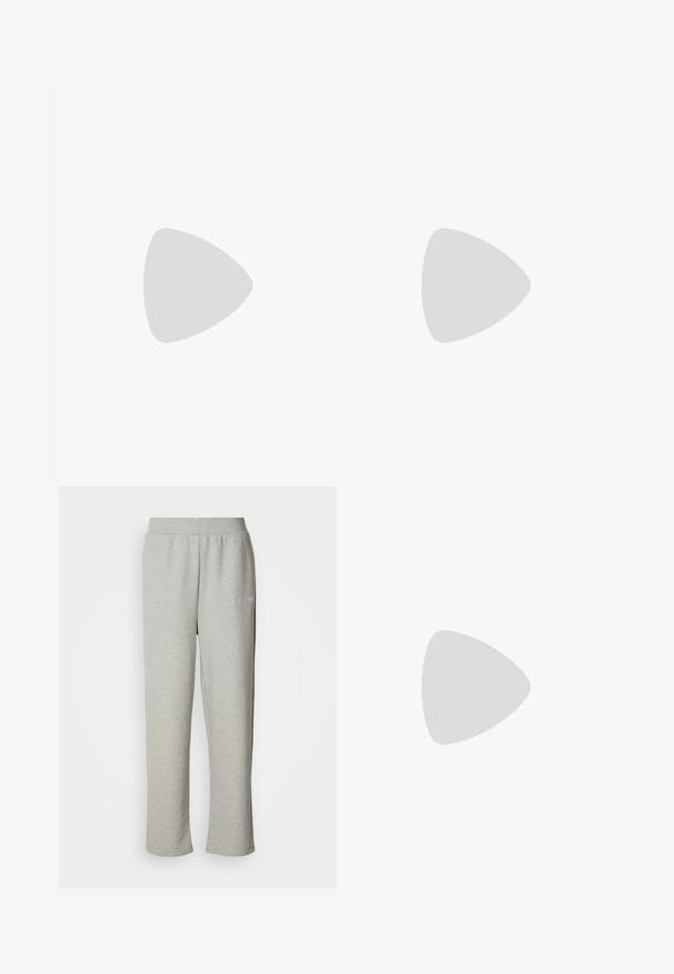 Lyhyt ja musta t-paita, jossa valkoinen kaulus ja hihan korostukset. Tässä on painettuna valkoisella "Calvin Klein" ja "endless city". Pehmeää puuvillamateriaalia.; Harmaat collegehousut pehmeästä materiaalista, jossa on joustava vyötärö. Vasemmalla puolella on pieni logo ja suora lahkeiden malli.; Valkoinen matala tennarikenkiä, jossa nyöritettävä nauhallinen sulkeminen, paksu pohja ja sileä päällinen, kuvattuna ulkosivulta yksinkertaista vaaleaa taustaa vasten.; Musta kuvioitu nahkainen olkalaukku, jossa on yksittäinen hihna ja pieni Calvin Kleinin logo etukeskellä.