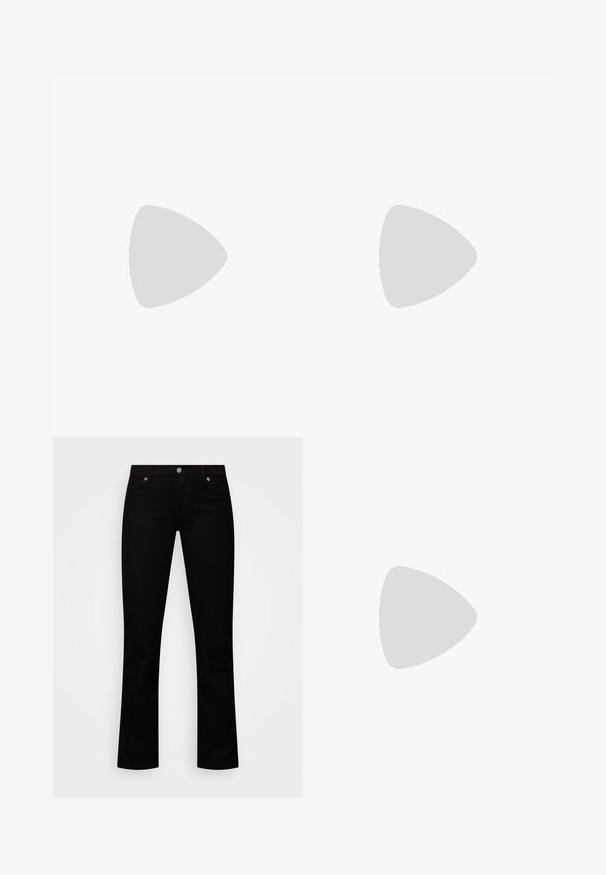 Even&Odd by Zalando Langærmet T-shirt - pink; Sorte jeans med lige ben, forlommer, bæltestropper og knaplukning på hvid baggrund.; Grå Nike Air Force 1 sneakers med perforeret tå, glat læderoverdel, tyk sål og præget 'AIR' detalje på hælen.; Sorte rektangulære solbriller med mørkt tonede linser, tyk plastramme og brede stænger. Glat overflade og kantet design.