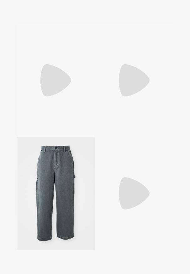 Lilla lühikeste varrukatega ümara kaelusega T-särk, millel on vasakul rinnal väike valge Alpha Industries logo valgel taustal.; Tumedat hallid sirged tööpüksid, millel on vöötokid, ees nupp ja lukukinnitus, küljetaskud ning haameri rihm paremal jalal.; Valge nahast Nike Air Force 1 tennisejalanõu, millel on perforatsiooniga varvas, lamedad paelad ja tekstureeritud kummist tallaga, millel on küljele märgitud "AIR".; Hõbedase tooniga curb-kett kaelakee, millel on homaari lukk ja reguleeritav pikendusketi valge taustal.