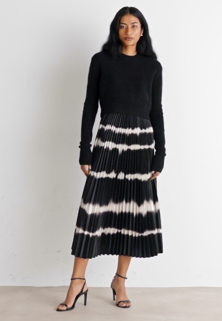 AllSaints CURTIS DRESS 2-IN-1 - Strickpullover - black/chalk white ...