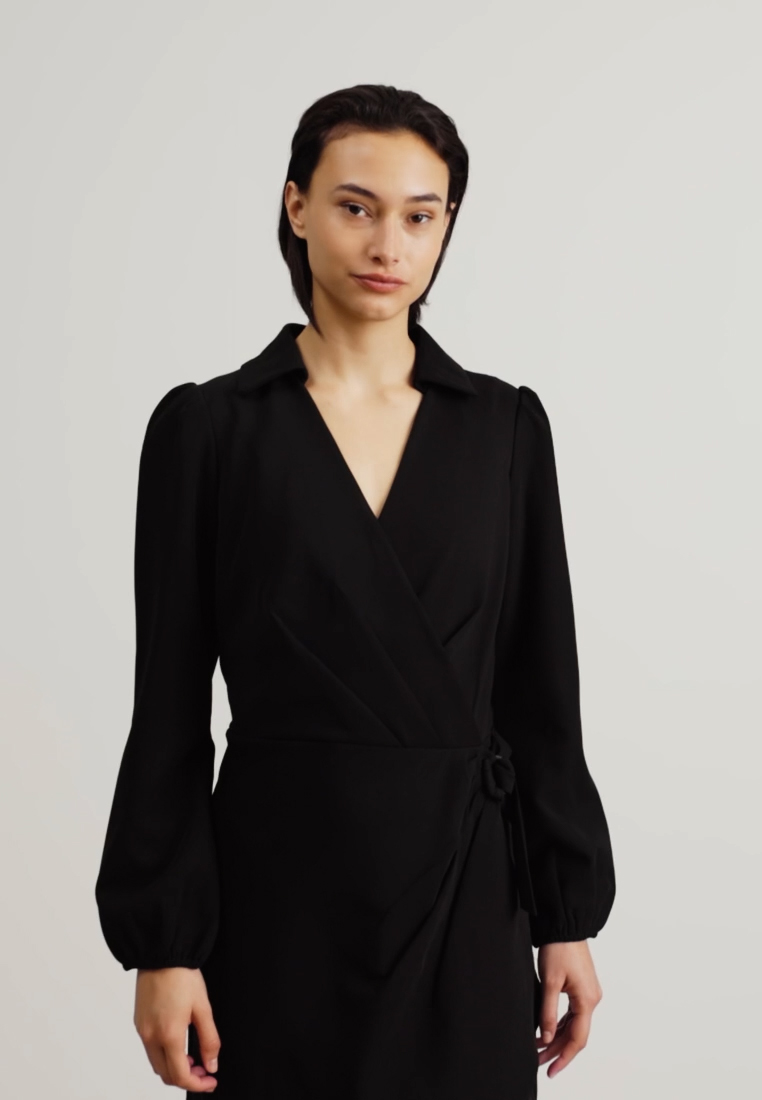 DKNY FAUX WRAP DRESS WITH COLLAR Cocktail dress / Party dress black