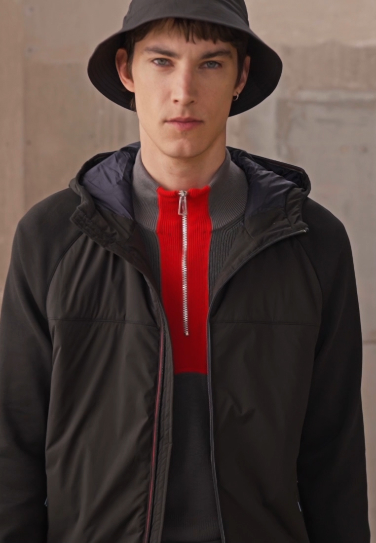 PS Paul Smith HOODED MIXED MEDIA JACKET Veste misaison black/noir