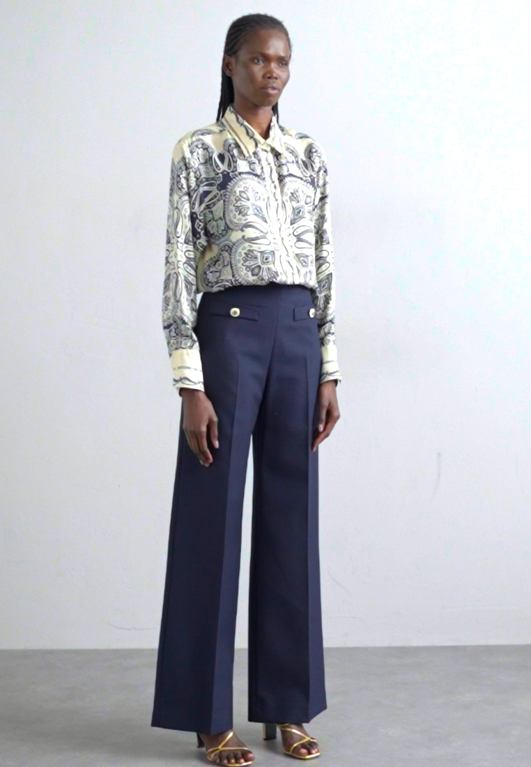 Chemise Blouse SANDRO Marine - Taille 1 (36/38) - Style Marin - Occasion Très Bon état