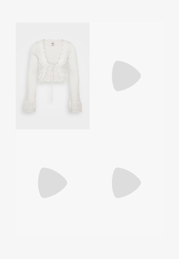 BDG Urban Outfitters TIE FRONT - Cardigan - ecru; Anna Field by Zalando Topper - white; Jaded London KENA WHIPSTITCH MICRO MINI SKIRT - Miniskjørt - multi-coloured; Even&Odd by Zalando Cowboystøvler - dark grey