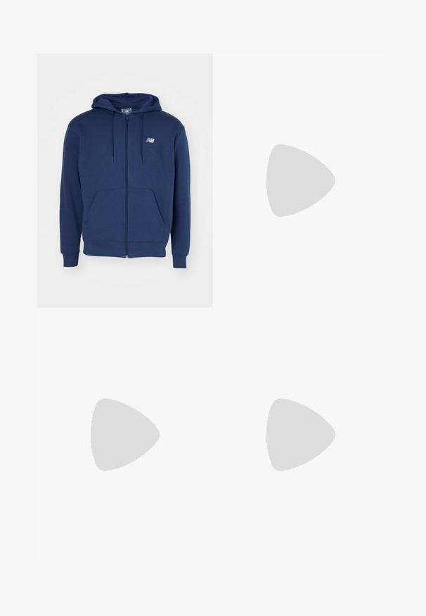 Navy blue zip-up hoodie made of soft fabric, featuring a kangaroo pocket, adjustable drawstring hood, and logo on the chest.; Long-sleeve athletic top in bright neon yellow with a textured hexagonal pattern on the chest and black accents on the shoulders.; White athletic shorts made of lightweight fabric with an elastic waistband, featuring two side pockets and a small black logo on the hem.; Light blue running shoe with a breathable mesh upper. Features a white swoosh, orange and yellow midsole, and black outsole for traction.