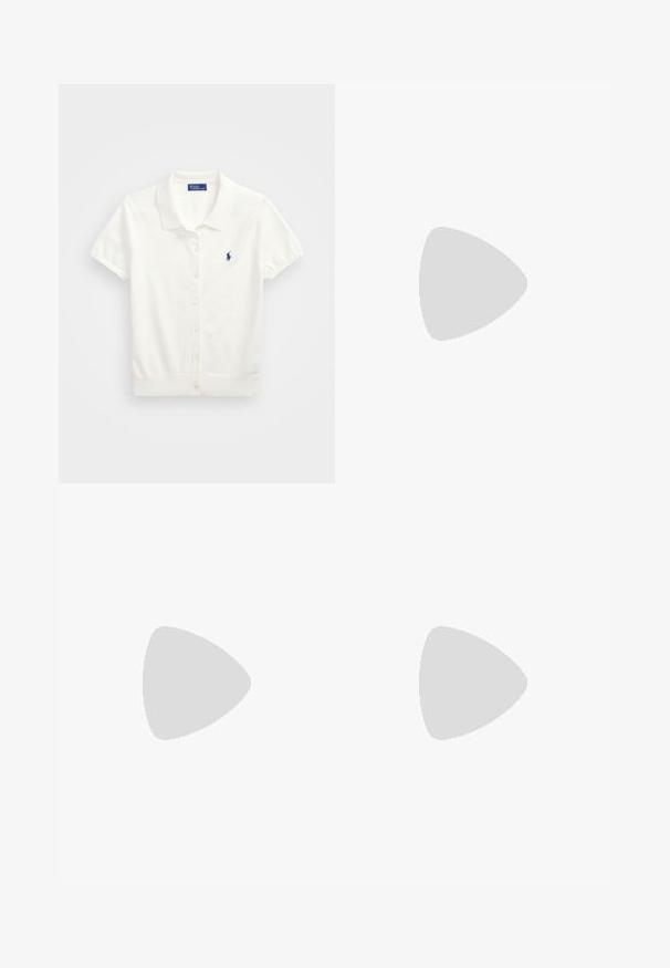 Polo Ralph Lauren COTTON SHORT SLEEVE CARDIGAN - Cardigan - white; Polo Ralph Lauren SAYNA LONG SLEEVE BUTTON FRONT SHIRT - Skjortebluse - camel; Polo Ralph Lauren CHINO WIDE LEG TROUSER - Bukse - warm white; MICHAEL Michael Kors SCOTTY - Joggesko - black