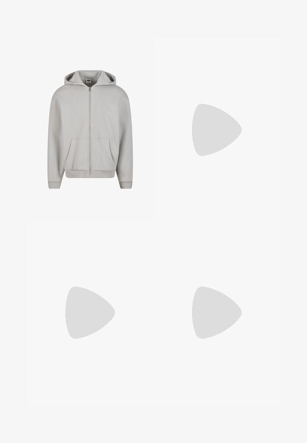 Gray zip-up hoodie made of soft cotton blend. Features a hood, front pockets, and ribbed cuffs. Minimalistic design with no patterns.; Long-sleeve polo shirt featuring green, navy, and yellow stripes, with a white collar and small logo on the chest. Cotton material.; Black straight-leg jeans made of denim, featuring a classic 5-pocket design, button closure, and minimal stitching details.; Red synthetic sneaker with white stripes, lace-up design, rounded toe, and a textured brown sole. Features brand logo on the heel.