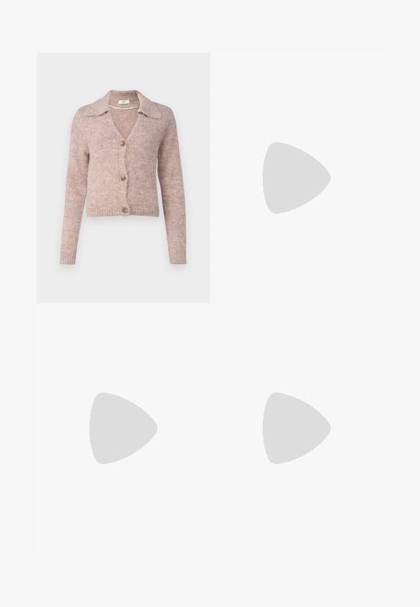 JDY JDYZOEY LIFE COLLAR CARDIGAN - Kardigan - chateau gray; Bílý top na halter s hlubokým výstřihem do V. Vyrobený z hladké, lehké látky. Obsahuje nastavitelné zavazování na zádech.; Bílé široké kalhoty vyrobené z lehké tkaniny. Mají elastický pas se šňůrkou a boční kapsy. Hladká textura.; Bílé platformové tenisky s hladkým svrškem podobným kůži, zaobleným tvarem, polstrovaným límcem a texturovanou gumovou podrážkou s vyznačenými vzory.; Bílá kabelka přes rameno vyrobená z hladkého materiálu, s oválným výřezem a širokým designem popruhu. Jednoduchá a moderní, bez viditelného hardwaru.