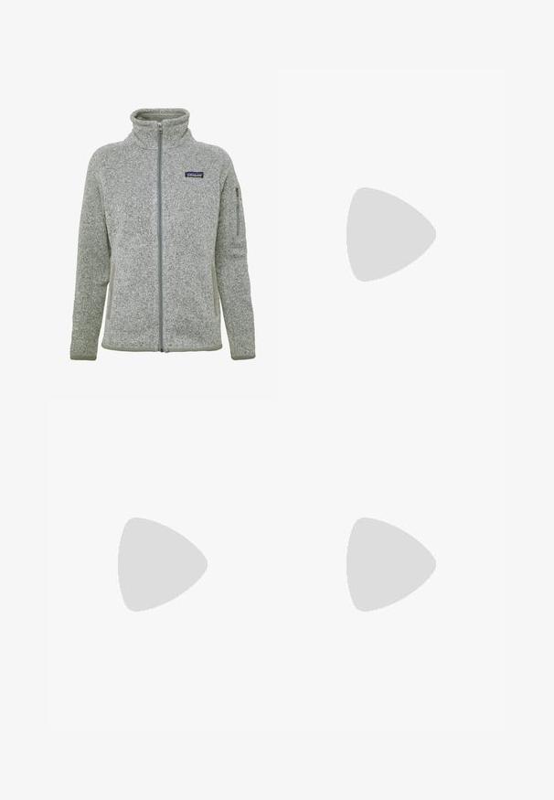 Grau Fleece-Jacke mit hohem Kragen, durchgehendem Reißverschluss und Reißverschlusstaschen. Verfügt über ein strukturiertes Material und kontrastierende graue Akzente.; The North Face SHADOW LONG SLEEVE - Langarmshirt - white dune; Schwarze Leggings aus dehnbarem Material mit hohem Bund, ausgestattet mit einer vorderen Schnürung und einem glatten, nahtlosen Design.; Leichter Columbia Sportschuh aus weißem Mesh mit einer strukturierten grauen Sole und Gummitraktion. Verfügt über einen gepolsterten Kragen und ein Schnürdesign.
