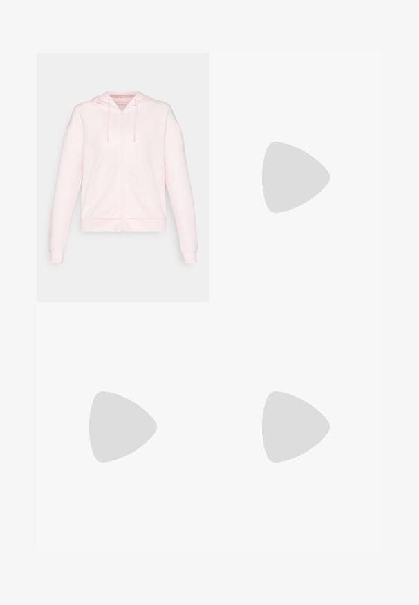 ONLY Play ONPLOUNGE LIFE HOOD - Sweat zippé - pink a boo; Crop top côtelé marron foncé avec des bretelles larges, un col rond et un design sans couture. Il présente une silhouette ajustée et un tissu extensible pour le confort.; Leggings noirs en tissu lisse et extensible avec une large taille. Ils ont des jambes droites et longues sans motifs ni accents visibles.; Baskets de sport roses clairs avec tige en maille, col rembourré et semelle intermédiaire blanche. Présente des motifs texturés et une semelle en caoutchouc avec traction.