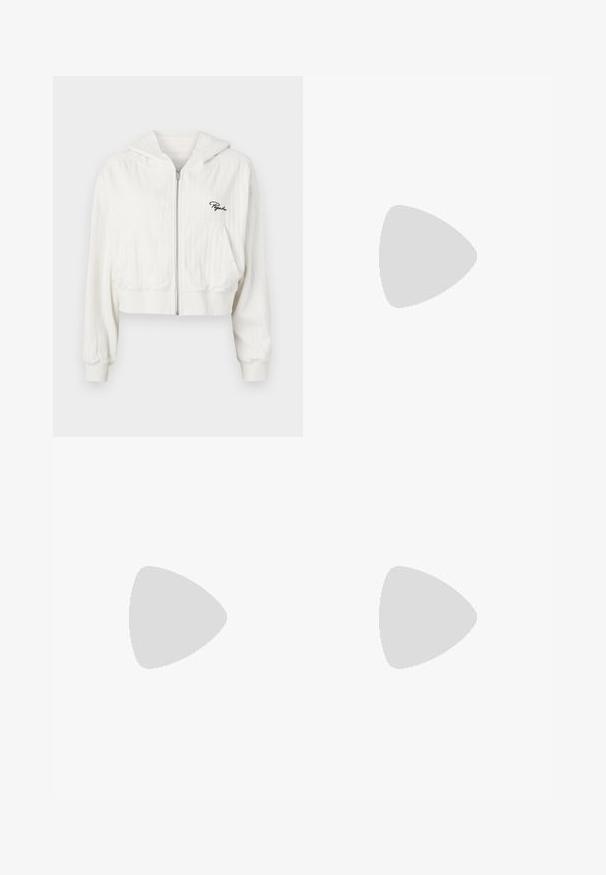 Gekürzte weiße Kapuzenjacke mit Reißverschluss, aus strukturierter Stoff gefertigt. Verfügt über zwei Fronttaschen und ein gesticktes Logo auf der linken Brust.; Weißes Kurzarm-T-Shirt mit einem rosa Herzdesign, in dessen Mitte der Buchstabe „D“ platziert ist. Hergestellt aus gerippter Baumwolle mit kontrastierenden Nähten.; Jeansshorts in Hellblau mit ausgewaschenem Finish. Mit fünf Taschen und einem Knopfverschluss vorne. Klassischer Schnitt mit geradem Saum.; Beige und rosa Sport sneakers mit silbernen Akzenten, Mesh-Überzügen und einer klobigen Sohle. Getragen mit bunten, Batik-Socken.; Gelbe gepolsterte Jacke mit hohem Kragen und Fronttasche, kombiniert mit einer schwarzen Umhängetasche mit goldenen Beschlägen. Lässige Denim-Hosen.
