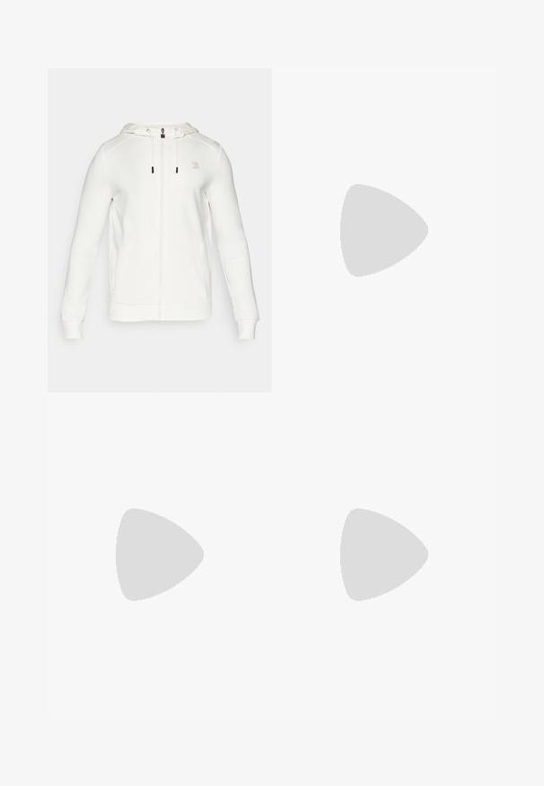 Fila ROBIN - Majica s kapuljačom i patentnim zatvaračem - white alyssum; Bijela majica kratkih rukava od mekanog pamuka. Ima okrugli izrez i mali logo na lijevoj strani prsnog dijela sa crvenim i plavim detaljima.; Bijele pamučne hlače ravnog kroja, s prednjim džepovima, jednim gumbom za zatvaranje i glatkom teksturom.; Bijela kožna tenisica s glatkom teksturom, okruglim vrhom, vezanjem i malim mornarskoplavim detaljom na peti uz crveni detalj na potplatu.