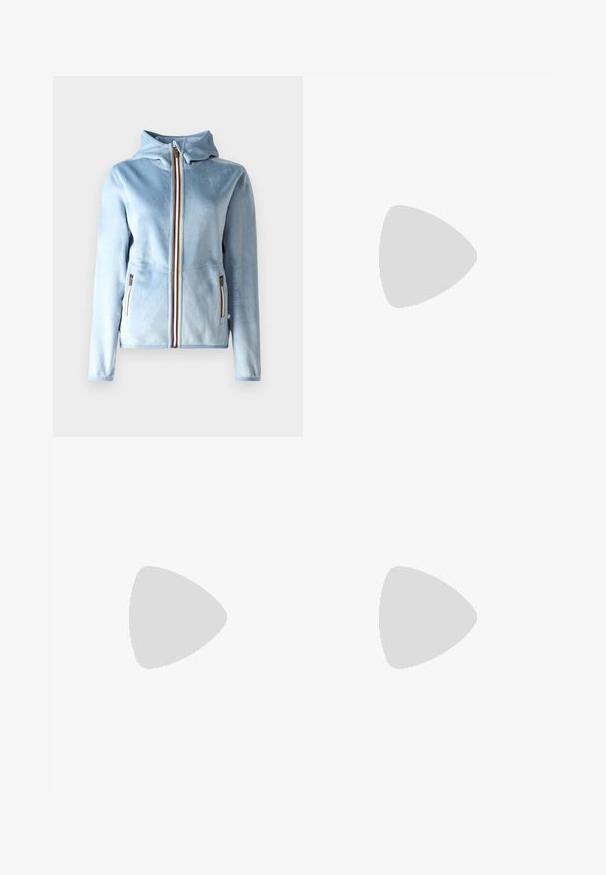 K-Way DOUBLE - Felpa con zip - blue a; T-shirt in cotone con righe orizzontali blu navy su sfondo bianco. "Tommy Hilfiger" ricamato in corsivo sul petto. Collo a giro.; Gonna bianca plissettata con elastico nero in vita che presenta il logo "LACOSTE". Design di lunghezza media con texture morbida.; Sneaker bianchi in pelle con suola spessa bianca, accento in suede nero sul tallone e logo impresso sul lato. Design con lacci e sei fori per i lacci.