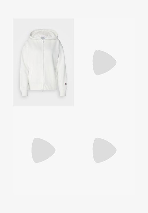 Bela zip-up kapuca iz mehkega materiala, z kapuco, rebrastimi manšetami in majhnim logotipom na levi rokavu. Gladka tekstura z sproščenim krojem.; Črna skrajšana majica z mehkega materiala, s krožnim izrezom, kratkimi rokavi in udobnim krojem. Diskretni šivni detajli.; Črne široke trenirke iz mehkega blaga, z anatomsko oblikovanim pasom na vrvico in gladko teksturo. Zasnovane za udobje in enostavno nošenje.; Črne usnjene teniske z belo podlogo, ki imajo tanke srebrne akcenta in vezalni dizajn. Gladka tekstura s logotipom na peti.
