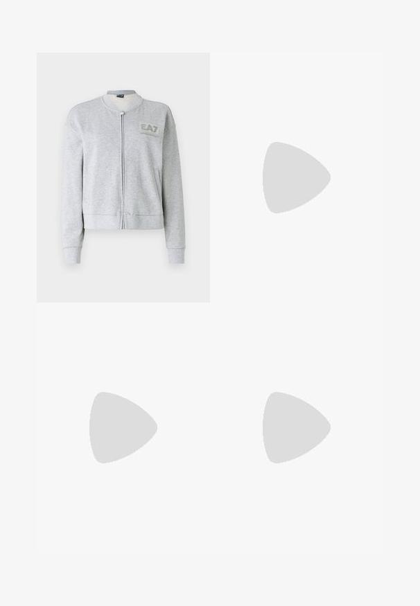 Šedá mikina na zip s ribovanými manžetami a pasem. Na levé straně prsou je umístěno logo, je vyrobena z měkkého materiálu.; Bílá tričko s krátkým rukávem vyrobené z žebrované tkaniny. Kulatý výstřih, normální střih a jemné detaily šití. Bez vzorů nebo grafik.; Pletená bílá midi sukně s texturovaným vzorem a vertikálními pruhy a výřezovými detaily podél spodního okraje. Elastický pas. Měkký materiál.; Černé kožené baletní byty s kulatou špičkou, hladkou texturou, minimálními švy a flexibilním designem podrážky.
