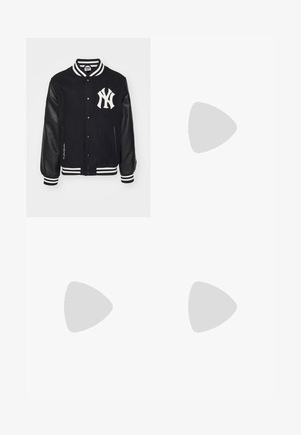 New Era MLB NEW YORK YANKEES VARSITY  - Vereinsmannschaften - black/white; Weißes Baumwoll-T-Shirt mit kurzen Ärmeln, rundem Ausschnitt und einem kleinen, braunen Logo auf der linken Brust. Klassischer Schnitt.; Camo Cargo-Shorts in gedämpften, erdigen Farbtönen. Hergestellt aus strapazierfähigem Material, mit Kordelzugbund und seitlichen Cargo-Taschen. Strukturierter Druck.; Helle Creme Sneaker mit schwarzem Drei-Streifen-Design, strukturiertem Obermaterial, runder Zehenpartie und Gummisohle. Verfügt über Schnürsenkel und Branding an der Seite.