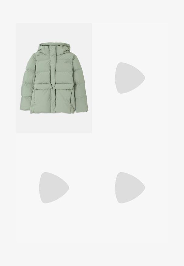 Light green puffer jacket with a hood, featuring a zip closure, two front pockets, and a quilted design. Smooth, matte finish.; Black short-sleeve t-shirt made of cotton, featuring a crew neckline and a small logo on the left chest. Smooth texture and relaxed fit.; Tan wide-leg pants made of a soft fabric. Features a roll-up hem, front pockets, and a zip fly with button closure.; Paul Smith TOPANGA - Ballet pumps - black