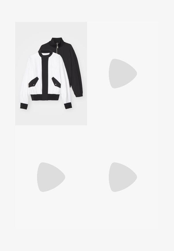 Veste noire et blanche coupée avec un col zippé noir, deux poches avant avec des boutons-pression, et un ourlet et des poignets côtelés.; T-shirt à manches courtes à carreaux en noir, blanc et gris, avec "HELMUT LANG" brodé en noir sur la poitrine.; Pantalons cargo bleu marine avec une coupe droite, dotés de plusieurs grandes poches, d'une taille plate et d'un tissu lisse et texturé.; The Antipode ROB - Chaussons - black