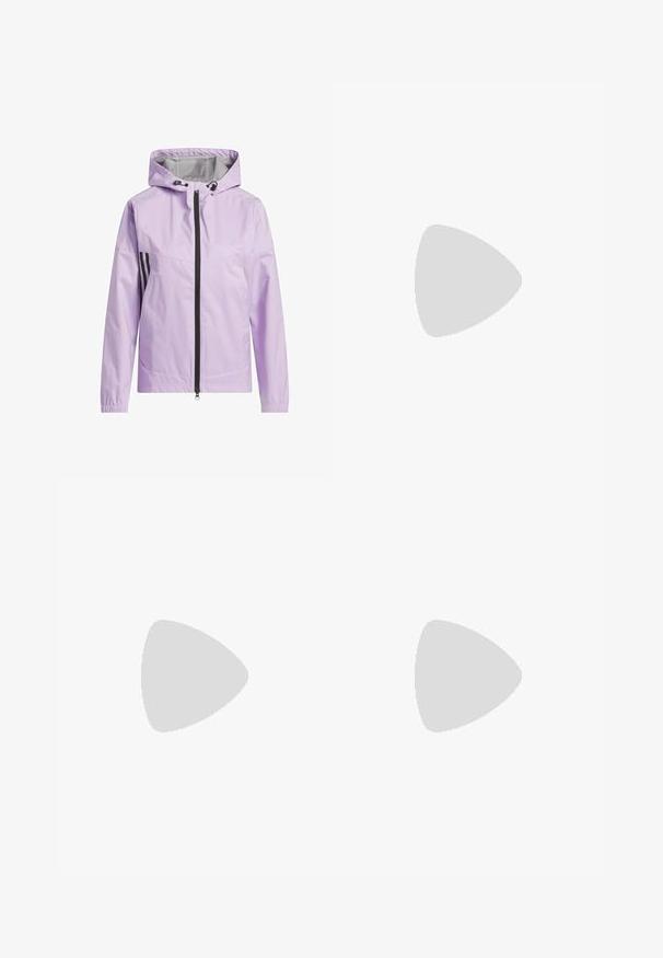 adidas Performance PROVISIONAL - Sportovní bunda - powder plum; Žena s tmavými vlasy v nízkém culíku, oblečená v přiléhavém tmavosivém topu s dlouhým rukávem a černých legínách, na jednobarevném světlém pozadí.; ASICS ROAD HIGH WAIST - Zimní legíny - performance black; adidas Performance PUREBOOST 5 - Silniční běžecké boty - white/glow blue/purple burst