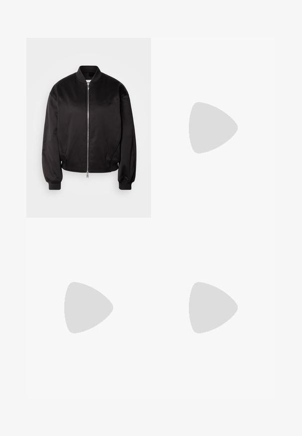 Calvin Klein Jeans Bomber-jakk - black; Calvin Klein NANO LOGO SLIM - Pikkade varrukatega topp - black; Heledad sinise denimist valmistatud teksapüksid kõrge vöökohaga, laia jala lõikega, kahe külje taskuga ja pleedi disainiga. Pehme tekstuur ja pleekinud viimistlus.; Mustad mustad spordijalanõud siledast nahast ja sametist paneelidega, lame nööriga, ümar varvas ja valge kummist tallaga. Erakordne logo kontsas.