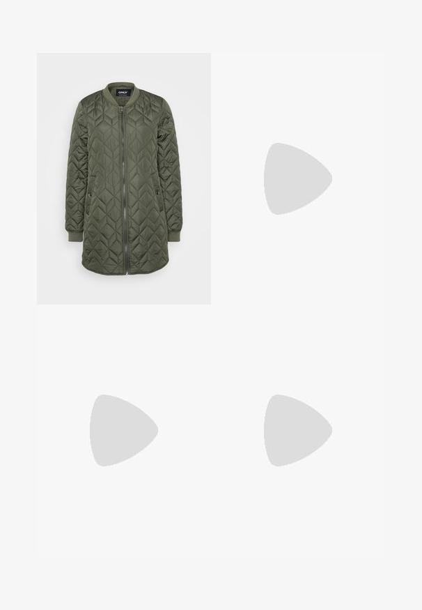 Quilted bomber jacket in olive green, featuring a zip closure, ribbed cuffs, and vertical diamond patterns for texture.; Black tank top made from soft fabric, featuring a scoop neckline and textured lace accents on the shoulder straps.; Blue flared jeans made of denim, featuring a high waist, two back pockets, and pronounced stitching along the side seams.; Black leather ankle boots with elastic side panels, rounded toe, and a chunky block heel. Smooth texture with a minimalistic design.