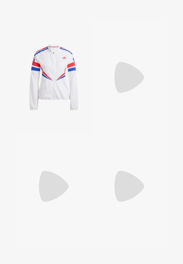adidas Performance ADIZERO RETRO - Veste de running - white; adidas Performance ADIZERO TEE  - T-shirt imprimé - black; ONLY Play ONPCROSS LIFE LEG - Leggings - black; adidas Performance SUPERNOVA RISE 2 - Chaussures de running sur route - core black/zero metallic/crystal white