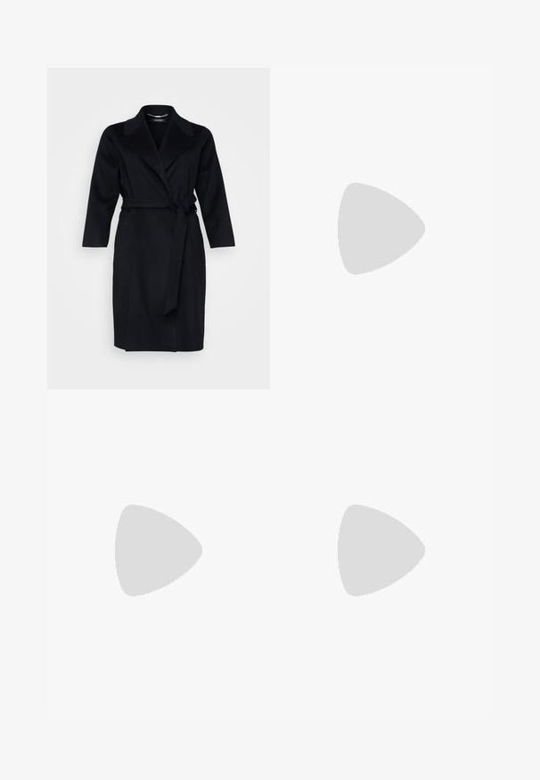 Lauren Ralph Lauren Woman RINLEAH UNLINED COAT - Mantel - black; Zwarte katoenen T-shirt met korte mouwen, ronde hals en een klein wit logo op de linker benedenkant. Klassieke, rechte pasvorm met minimale details.; Lauren Ralph Lauren LINEN WIDE LEG PANT - Broek - white; Lauren Ralph Lauren AINSLEY METALLIC-TRIM LEATHER SNEAKER - Sneakers laag - snow white/modern gold