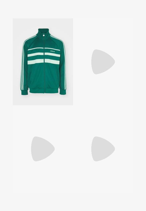 adidas Originals Training jacket - collegiate green/silver green; Set of three short-sleeve T-shirts in white, black, and gray; made of cotton with a classic crew neckline and relaxed fit.; adidas Originals Tracksuit bottoms - collegiate green/powder yellow; Converse CHUCK 70 - High-top trainers - black