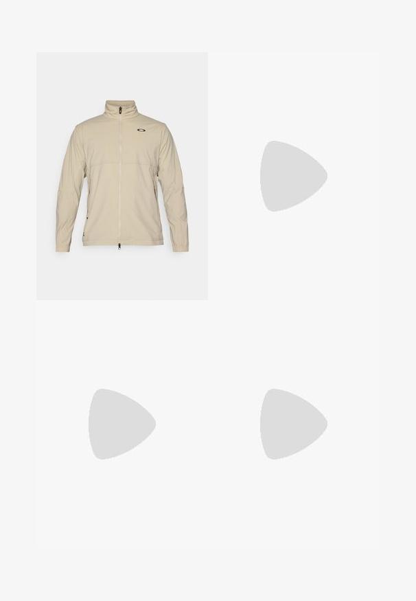Bež jakna na zip s visokim ovratnikom, izrađena od lagane tkanine. Ima elastične manžete i mali logo na prsima.; Tirkizna majica kratkih rukava izrađena od mekog pamuka, s bijelim logom otisnutim na lijevoj strani prsnog koša i klasičnim dizajnom kružnog izreza.; The North Face HORIZON PANT - Hlače za otvoreno - black; Smeđe vodootporne tenisice s teksturiranom gornjom i perforiranim detaljima, crnom potporom za petu i sivim gumiranim potplatom. Čipke su stilizirane s metalnim krajevima.