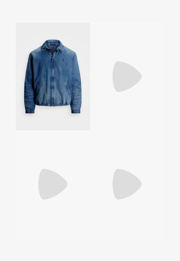 Polo Ralph Lauren BAYPORT UNLINED WINDBREAKER - Veste en jean - wallsend; Polo shirt blanc en coton avec une finition texturée, dotée d'un col à trois boutons, de manches courtes et d'un petit logo brodé sur la poche.; Pantalons en coton blancs avec taille élastique, poches latérales, fermeture à bouton et finition lisse et texturée, présentant une coupe droite.; Baskets blanches en matériau synthétique texturé, avec un logo marine, un design à lacets et une semelle en caoutchouc de profil bas.