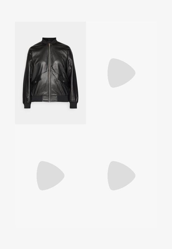 Noisy May NMRONJA OVERSIZE JACKET - Bombera - black; Biela bavlnená tričko s krátkymi rukávmi a okrúhlym výstrihom. Obsahuje čierne logo Adidas na hrudi a kontrastný čierny vnútorný golier.; Béžové nohavice s širokými nohavicami a zigzagovými vzormi, s čiernym logom na páse a bočnými čiernymi pruhmi. Ľahká, textúrovaná látka.; Biele tenisky s svetlomodrými pruhmi, gumovou podrážkou a šnurovacím dizajnom. Obsahujú zlaté logo a hladký vzhľad podobný koži.