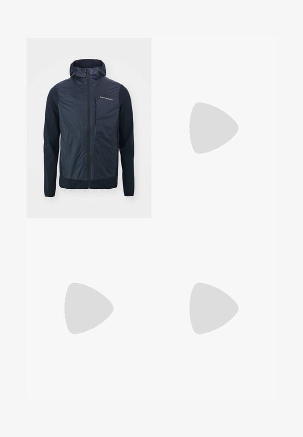 Peak Performance RADIANCE HYBRID HOOD - Outdoorjakke - black; Svart kortermet T-skjorte laget av lett materiale. Har en liten hvit logo på venstre bryst og subtile skulderdetaljer.; The North Face WINTER EXPLORATION TAPERED CARGO  - Friluftsbukser - black; Svart trail-løpesko med teksturert overdel, elastiske lisser og Contagrip yttersåle. Har en tett passform og beskyttende tåhette.