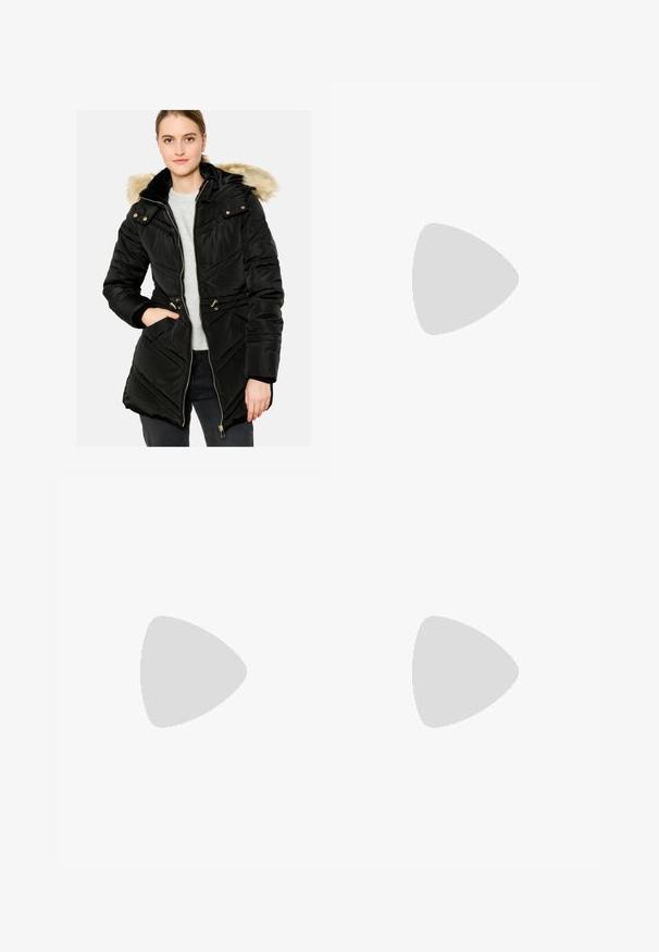 LolaLiza PADDED - Parka - black; Melna kokvilnas t-kreklā ar īsām piedurknēm un apaļu kakla izgriezumu, uz krūtīm ir balta Adidas logo. Vienkāršs dizains, brīvs piegriezums.; Melni plataji svārki, kas izgatavoti no viegla auduma. Raksturīga elastīga josta ar auklu un baltām sānu svītrām. Zīmola logo uz gurniem.; Melnas ādas kedas ar baltām svītrām un zilu ziedu izšuvumu. Iespējas brūna gumijas zole un noapaļota purngala forma.