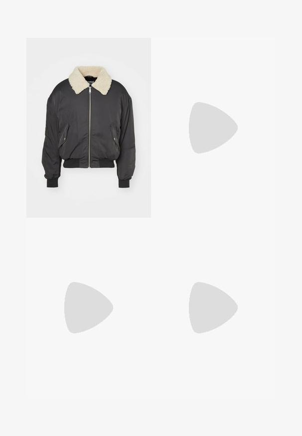 Weekday TIMO REGULAR BOMBER JACKET - Bomber-jakk - grey; Must have lühikeste varrukatega must puuvillane T-särk, ümar kaelus, hea istuvuse ja minimalistliku disainiga. Ilma mustrite või aksessuaarideta.; Tumed sinised teksad sirge lõikega, viis taskut ja kerged pleekimise detailid ees. Omab nööbi ja tõmbluku kinnitust.; Must mustat chelsea saapad elastsete külgpaneelidega, ümar nina, tõmbehael, valge õmblus tallal ja tekstuuriga kummitald.