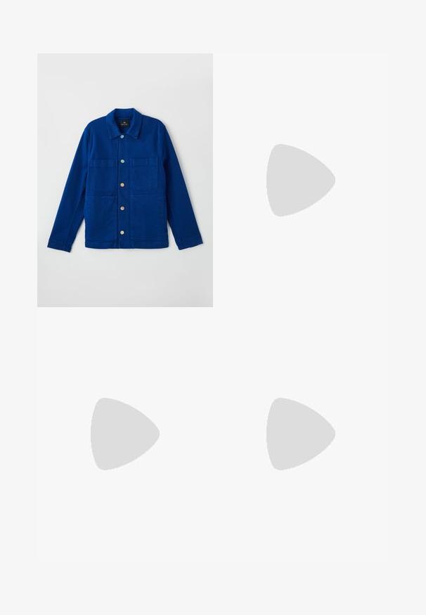 Blue denim jacket featuring a collared neckline, two chest pockets, and contrasting buttons. Smooth texture with a casual design.; White cotton t-shirt featuring a round neckline and short sleeves, with a gold EA7 Emporio Armani logo printed on the front.; Black athletic shorts made of soft fabric,Featuring an elastic waistband and a small yellow EA7 logo on the lower left leg.; White leather sneaker with a smooth finish, round toe, flat laces, and a textured sole. Features a subtle logo on the heel.